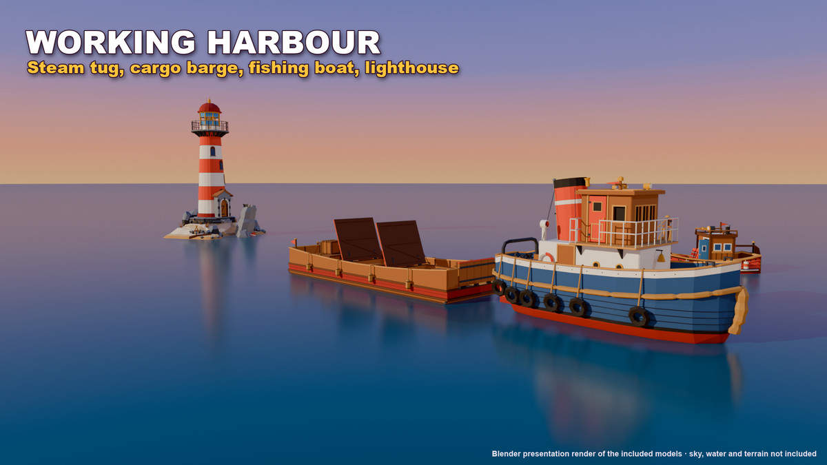 Stylized Pirate Ships & Boats: 13 Vessels + Harbour Dock Kit