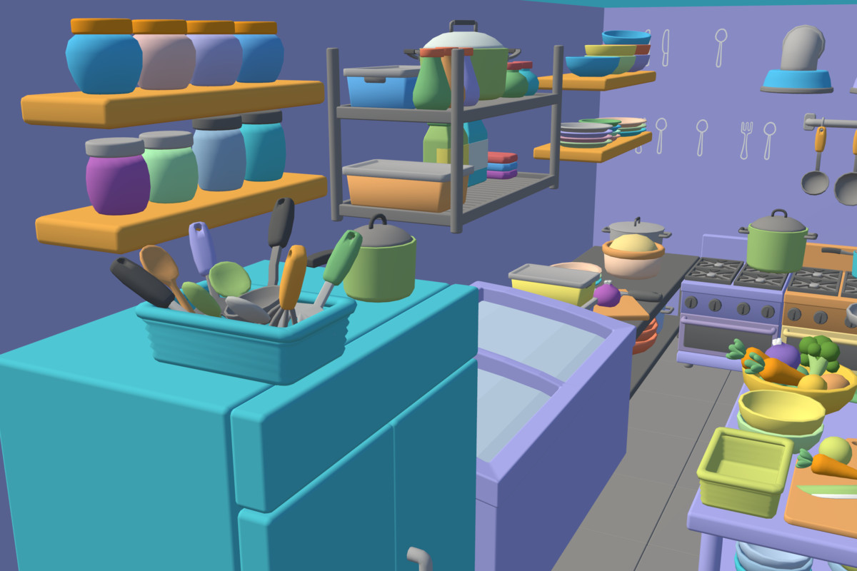Cute Low Poly Kitchen Pack - Colorful Interior Props
