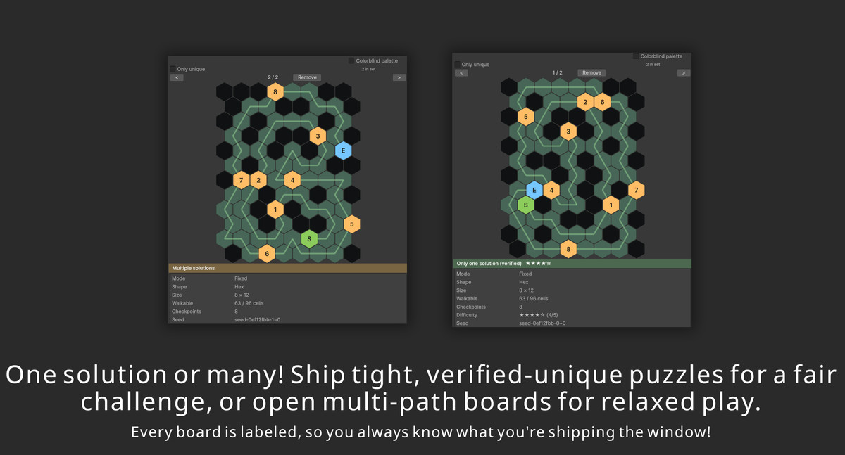 Simple Hamiltonian: One Line, Number Trail & Cover-All No-Code Puzzle Generator