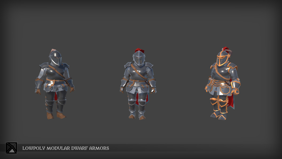 Lowpoly Dwarves Modular Armors Bundle- MEDIEVAL FANTASY SERIES