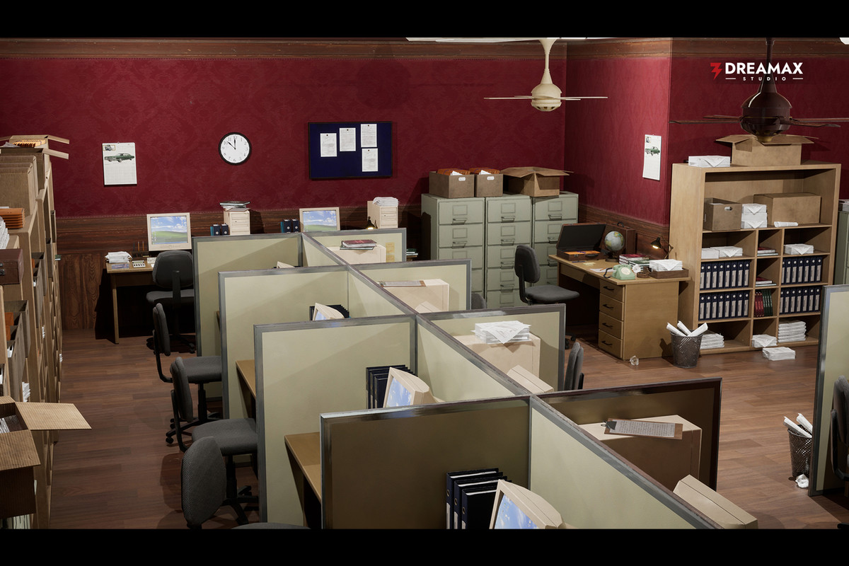 Retro Office Props - 90s Cubicle, Desk, Filing & Classic Workplace Assets