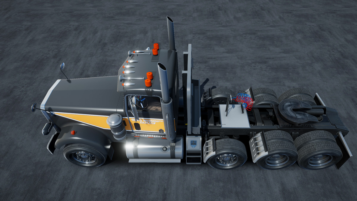 Semitruck with dump trailer