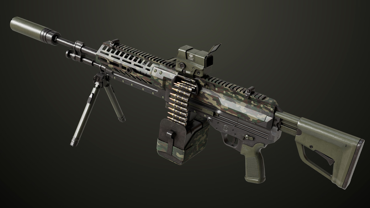 Machine Gun 14 Military Green URP HDRP Textures