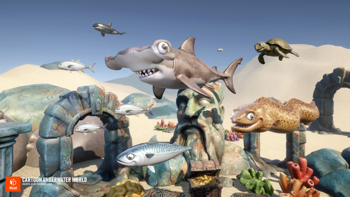 Cartoon underwater world - Reefs and Marine life