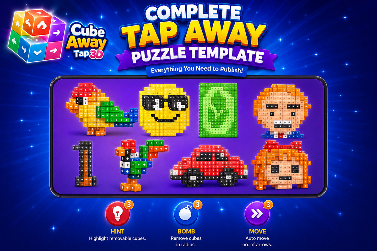 Cube Away – Tap 3D Blocks Puzzle Template