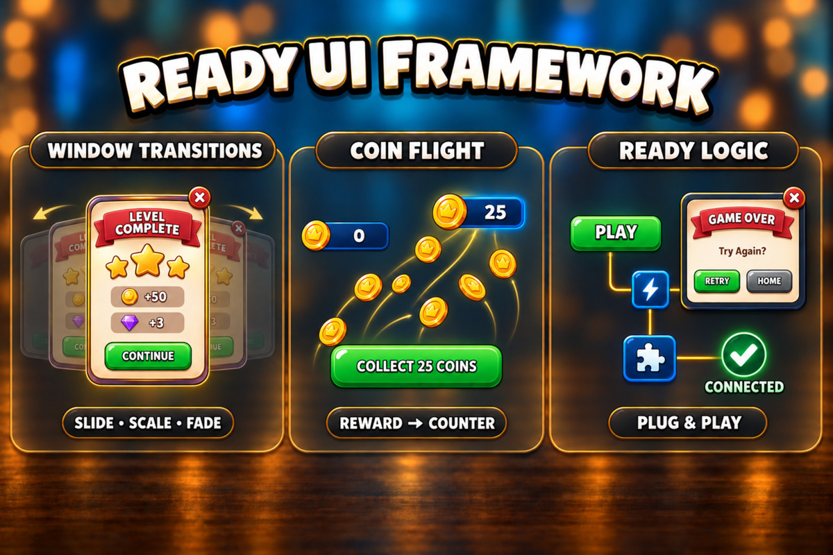 GameBrew Casual UI Kit - Animated Mobile UI & Effects