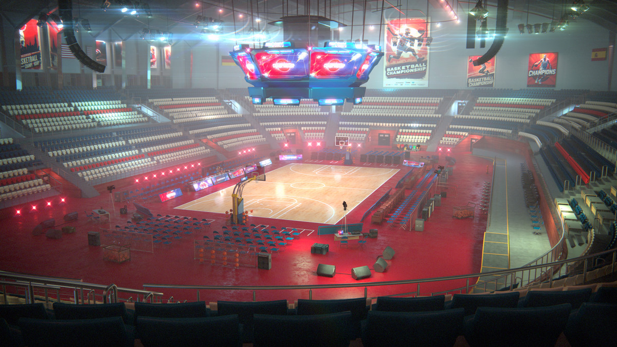 Basketball Arena Stadium Interior - Modular Environment 3D Level