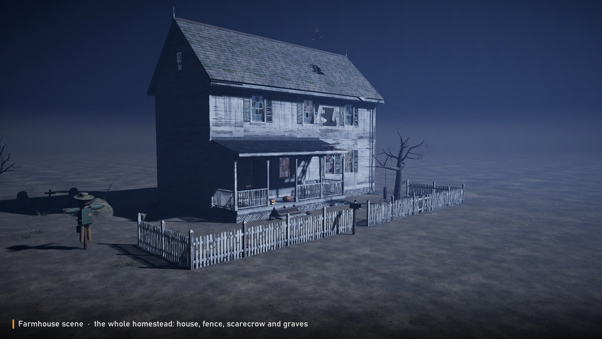 Stylized Haunted Farmhouse - Modular Horror House (URP)