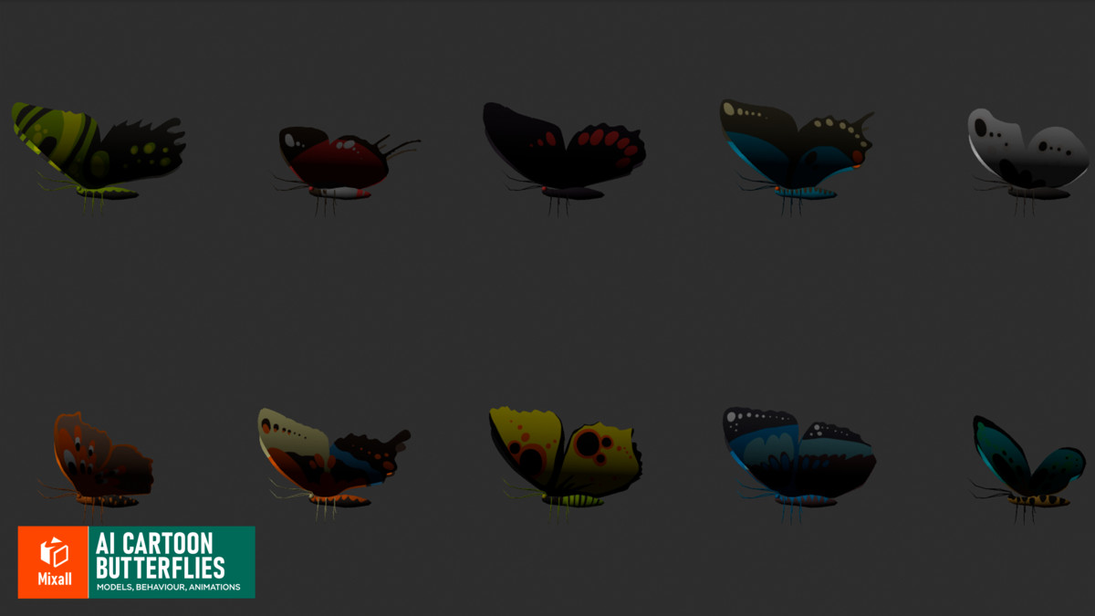 AI cartoon butterflies