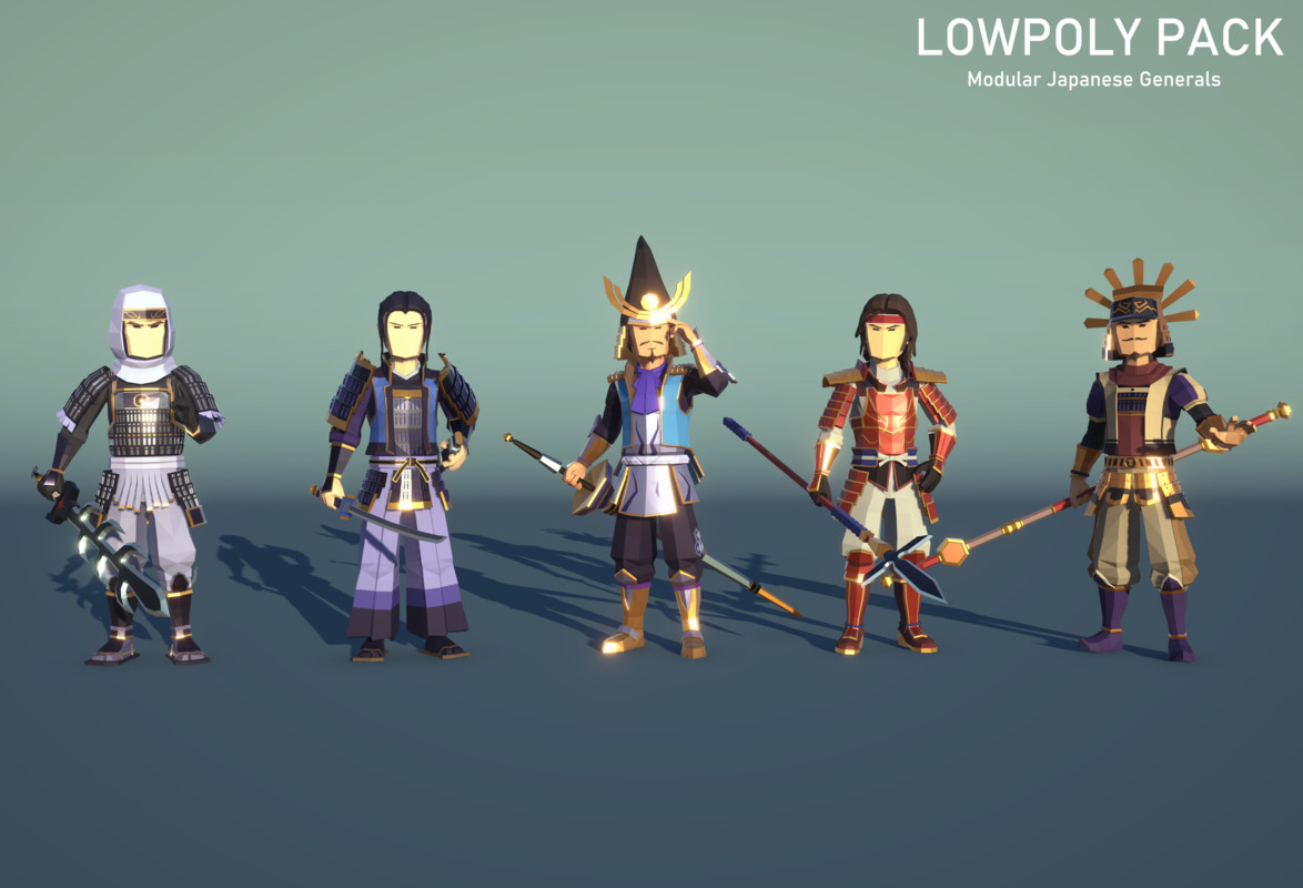 LowpolyPack_ Modular Japanese Generals