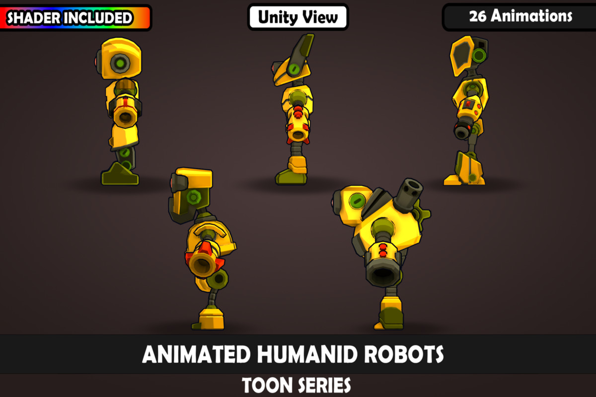 Animated Toon Robot Characters Vol. 2 – 5 Stylized Robots