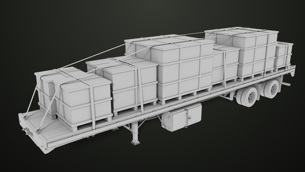 Flatbed Trailer with 7 Loads Single Mat URP HDRP Textures