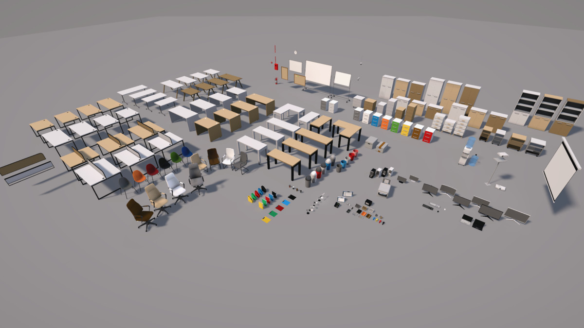 Office Interior Props Low Poly Asset Pack