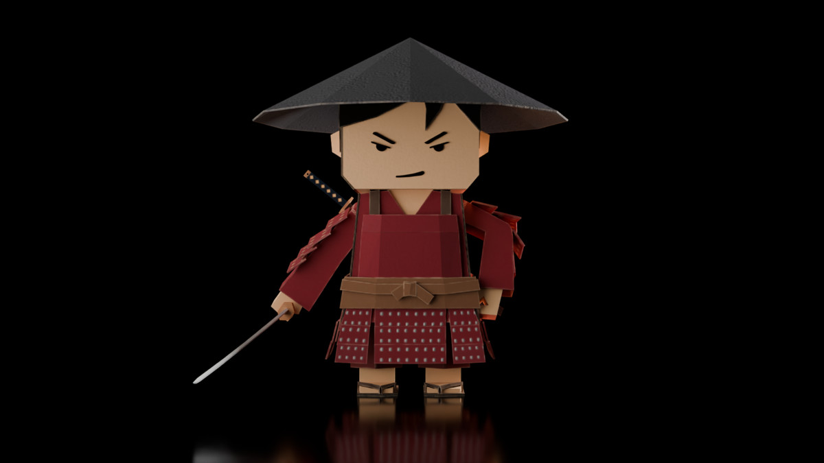 Samurai Realm : Chibi papercraft Japan feudal Asset pack