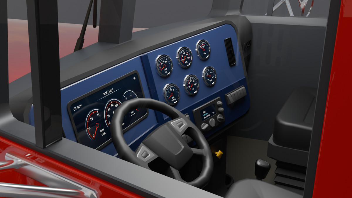 American Semi Truck + Logging Trailer | Interior, Modular, 4 Wood Log | PBR