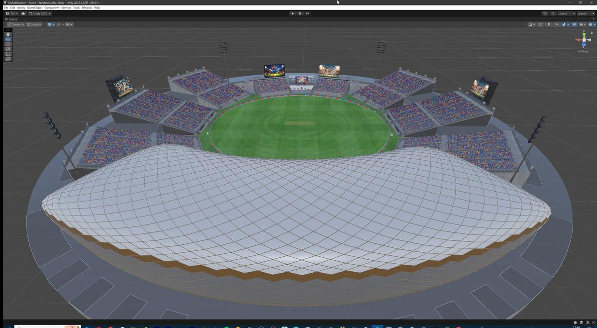 Modular Cricket Arena Stadium 3D Environment with Props