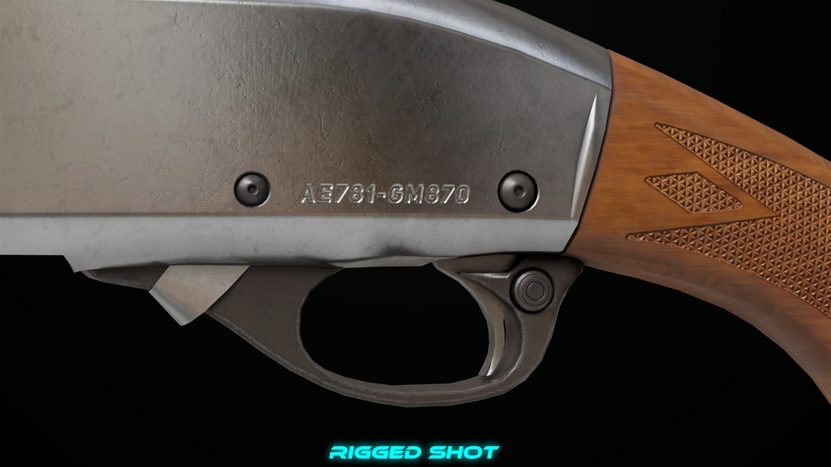 Long Shotgun 01 Wood and Black Single Mat URP HDRP Textures