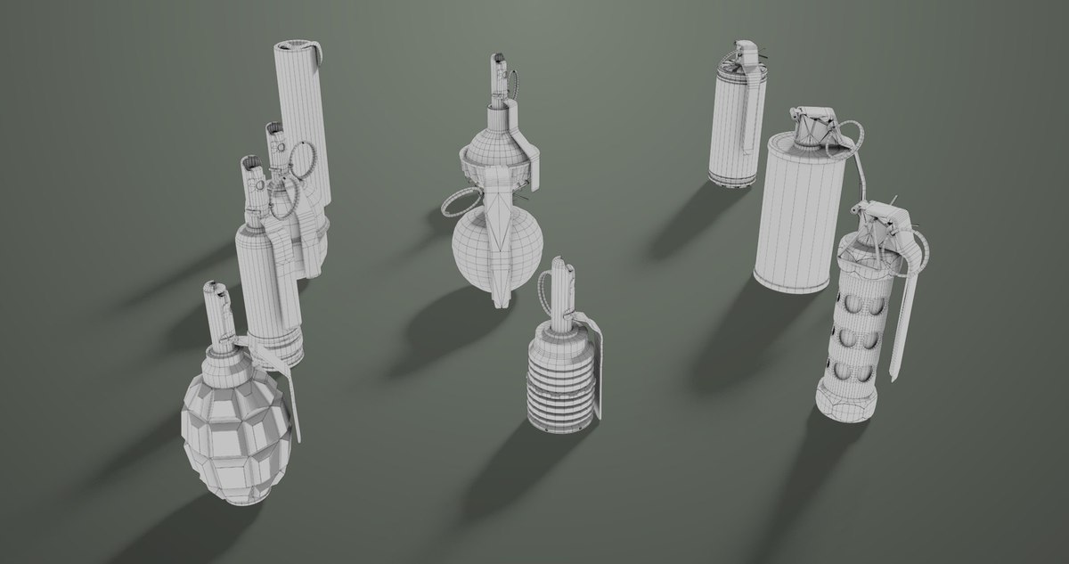 10 Grenades Single Mat URP HDRP Textures