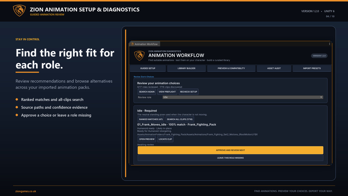Zion Animation Setup & Diagnostics