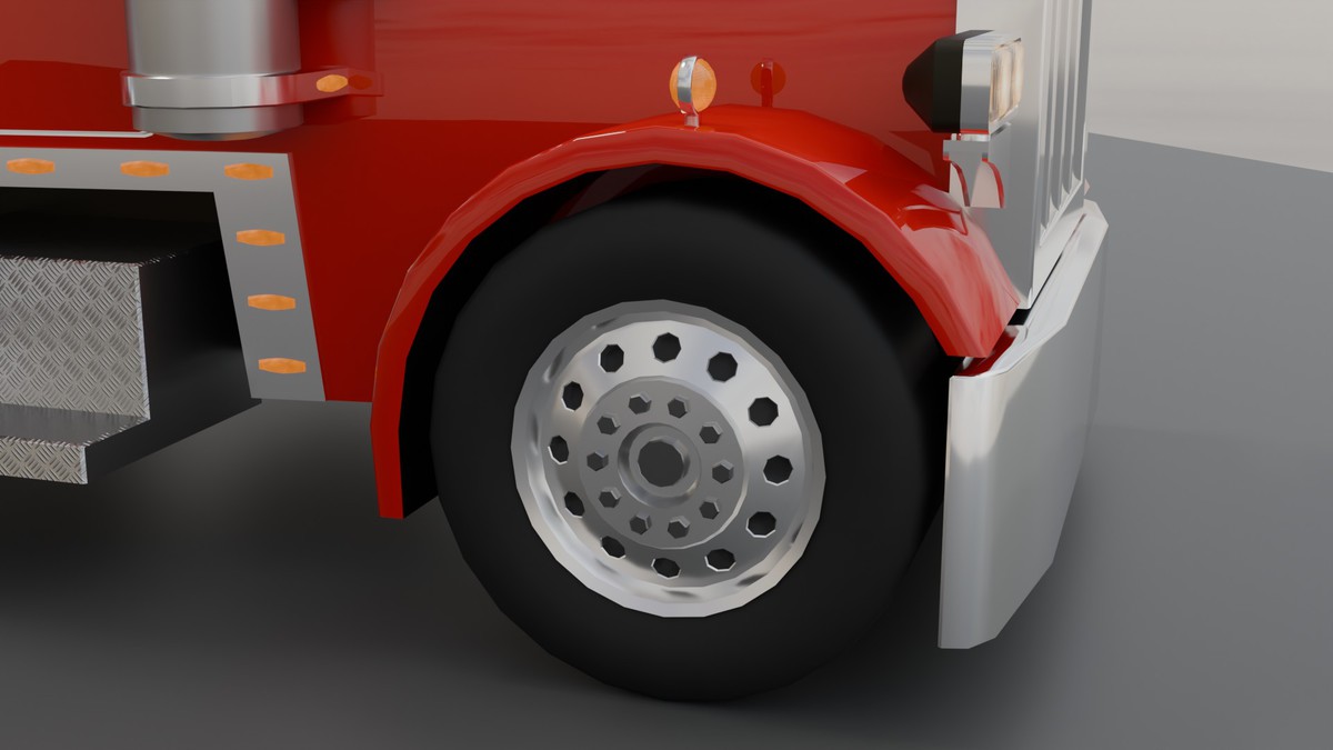 American Semi Truck + Logging Trailer | Interior, Modular, 4 Wood Log | PBR