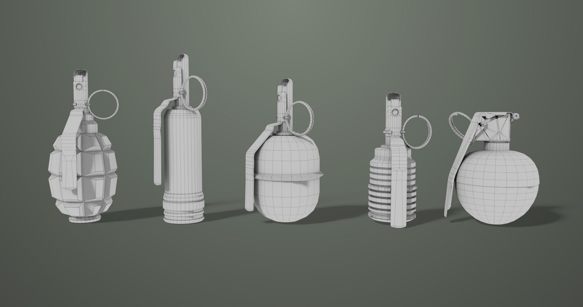 5 Fragmentation Grenades Single Mat URP HDRP Textures