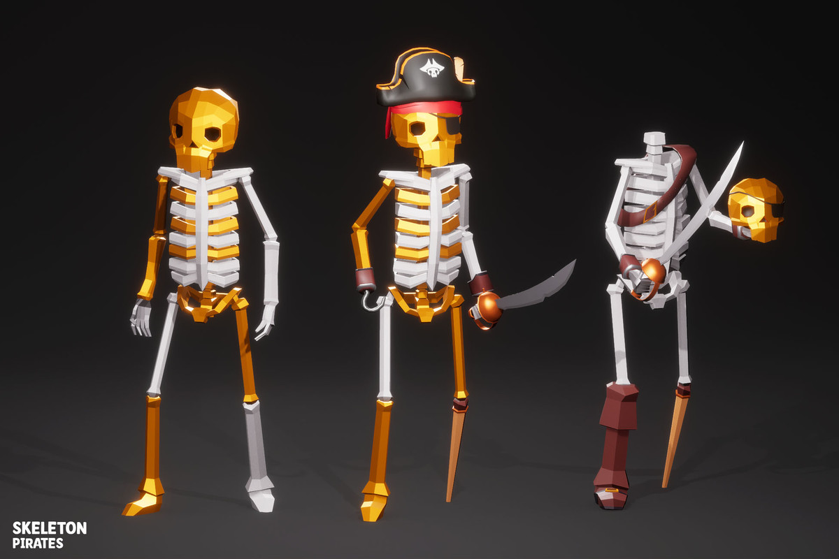 Low Poly Skeleton Pirates