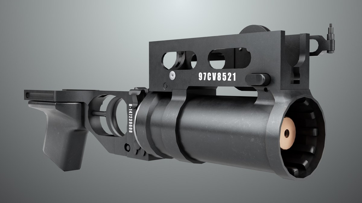 6 Grenade Launcher Black URP HDRP Textures