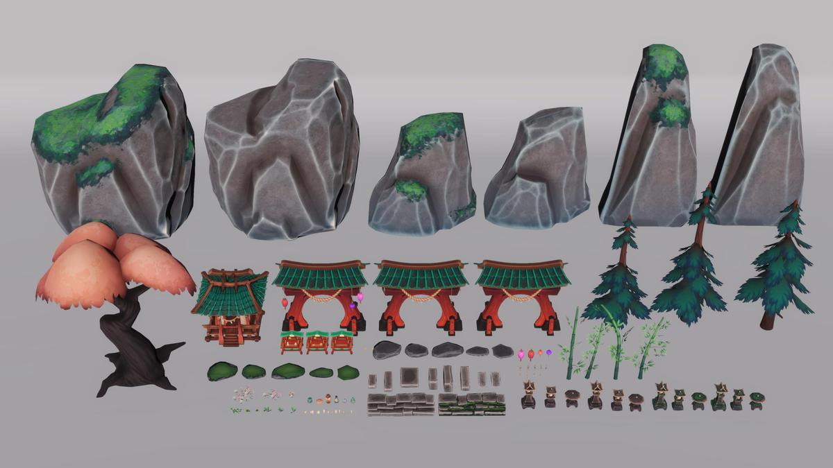 Stylized Japanese Shrine - Asset Pack