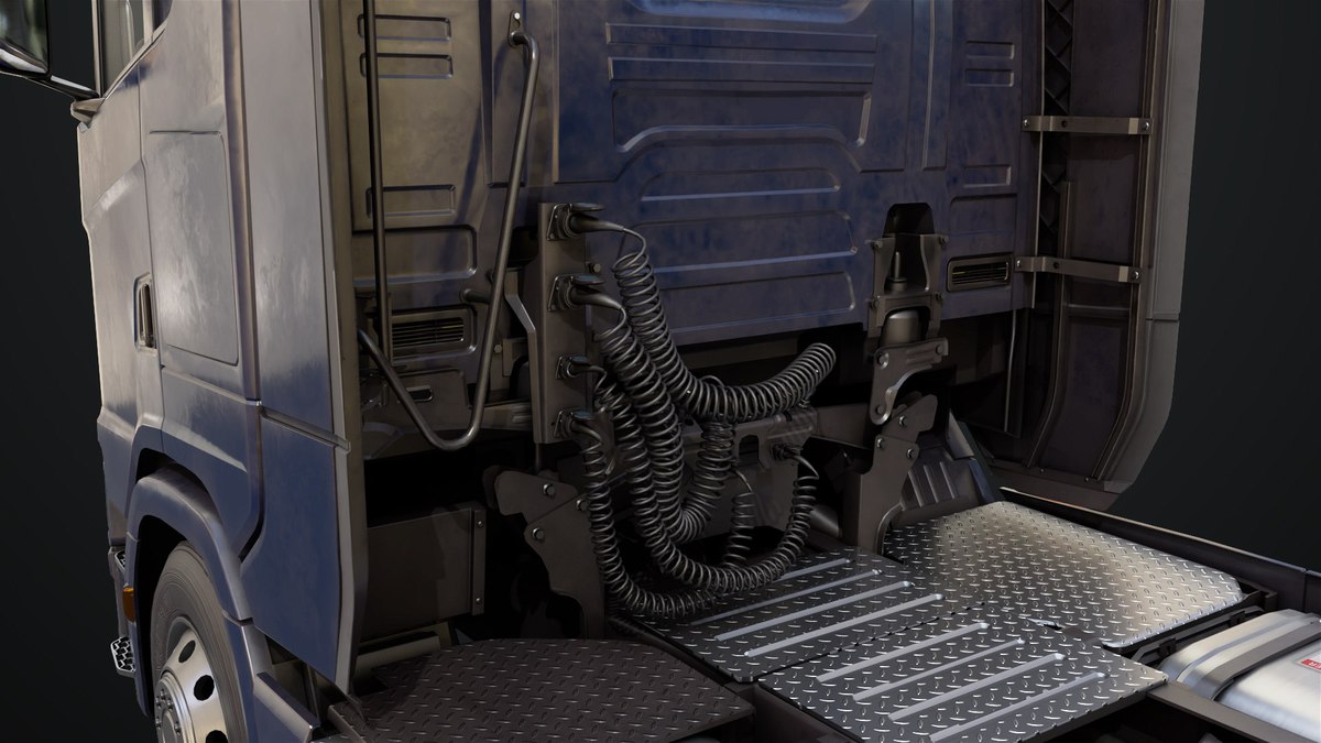Heavy Truck Chassis 06 Interior Blue and Green URP HDRP Textures