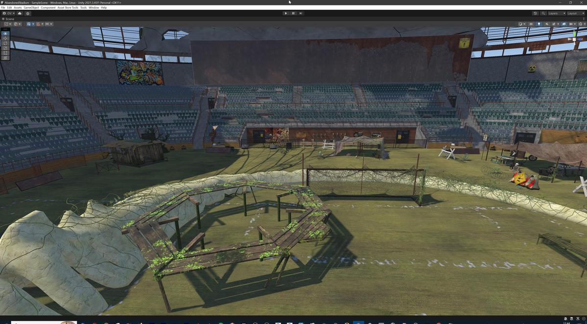 Abandoned Post-Apocalyptic Football Stadium - Modular Environment 3d Level