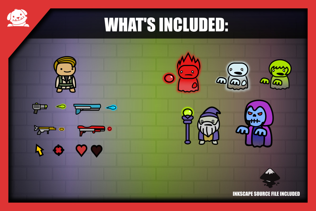 Simple 2D Cute Top Down Shooter Art Kit