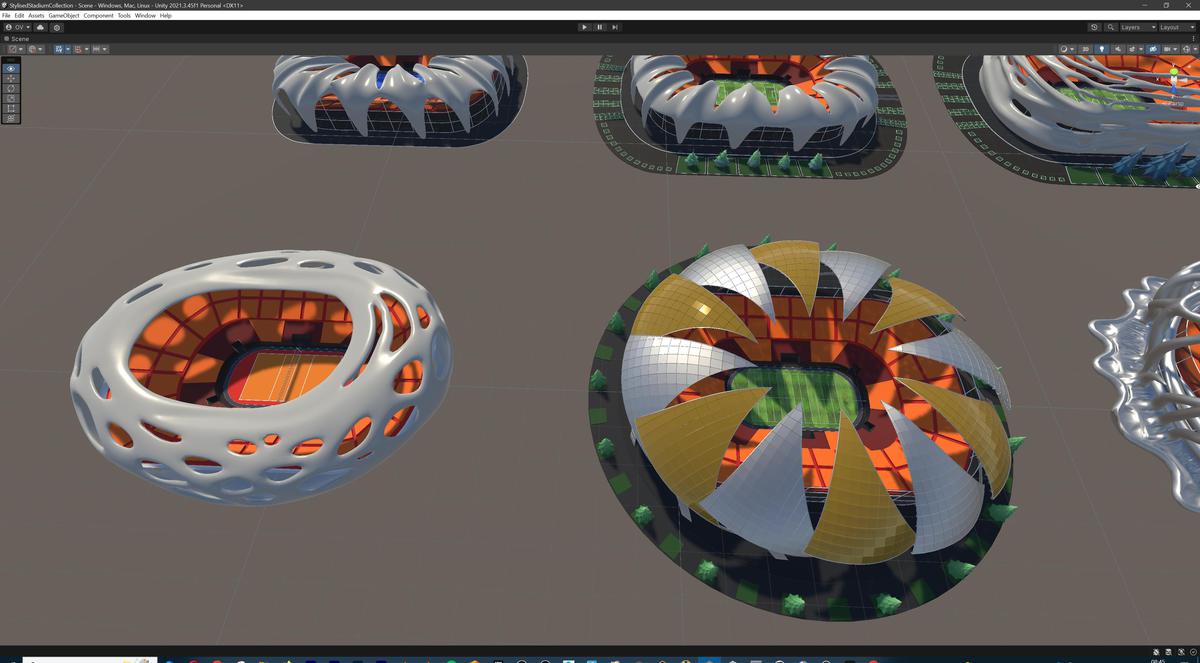 Stylised Sport Stadium Collection - 12 Low Poly Modular 3d Assets