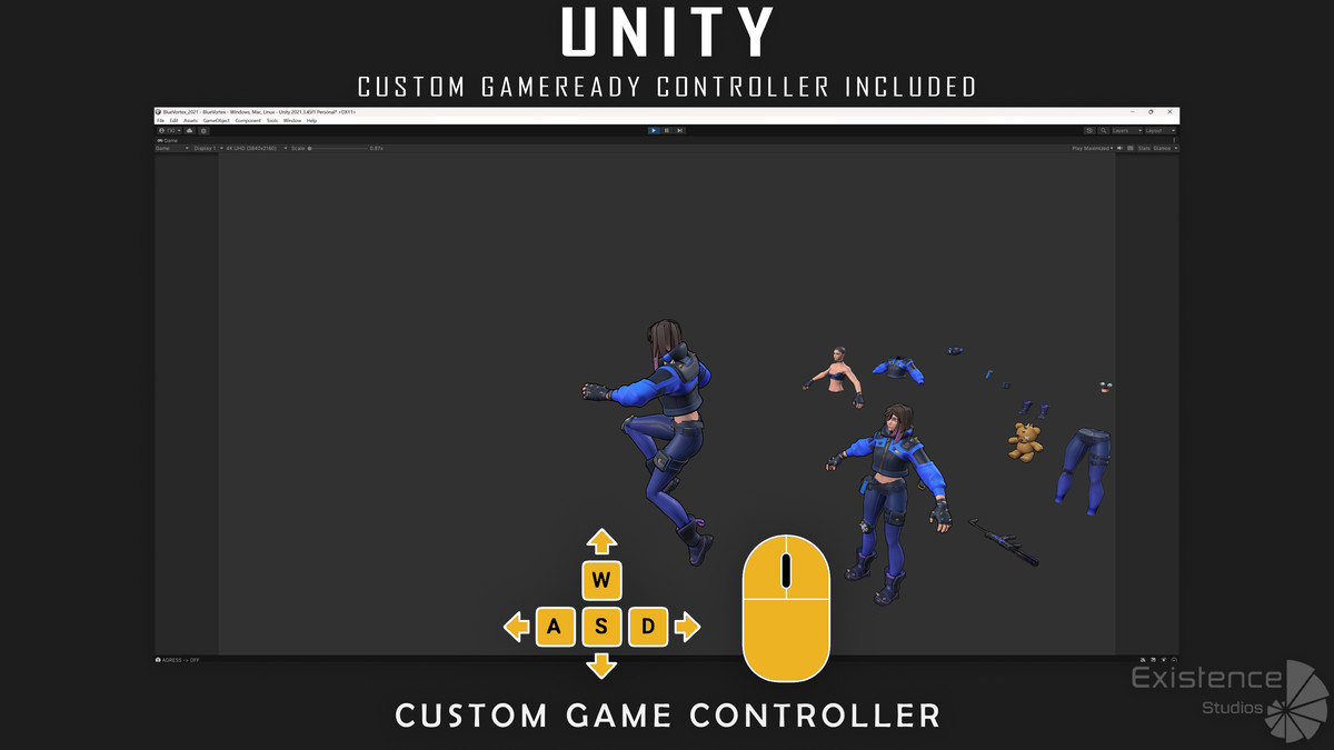 Blue Vortex – Stylized Sci-Fi Shooter Girl