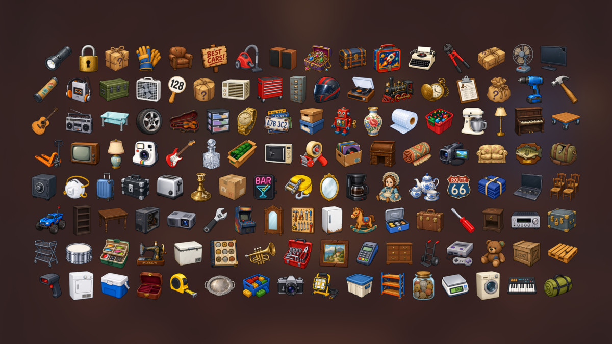 Storage Auction Antiques Collectibles Secondhand Resale Icons Pack
