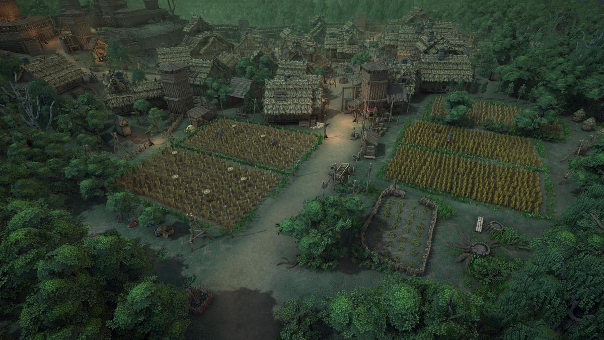 Stylized fantasy pagan village