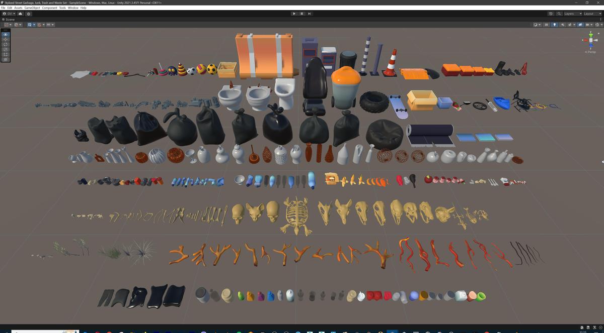Lowpoly Stylized Street Garbage, Junk, Trash and Waste Set - 328 gameready props