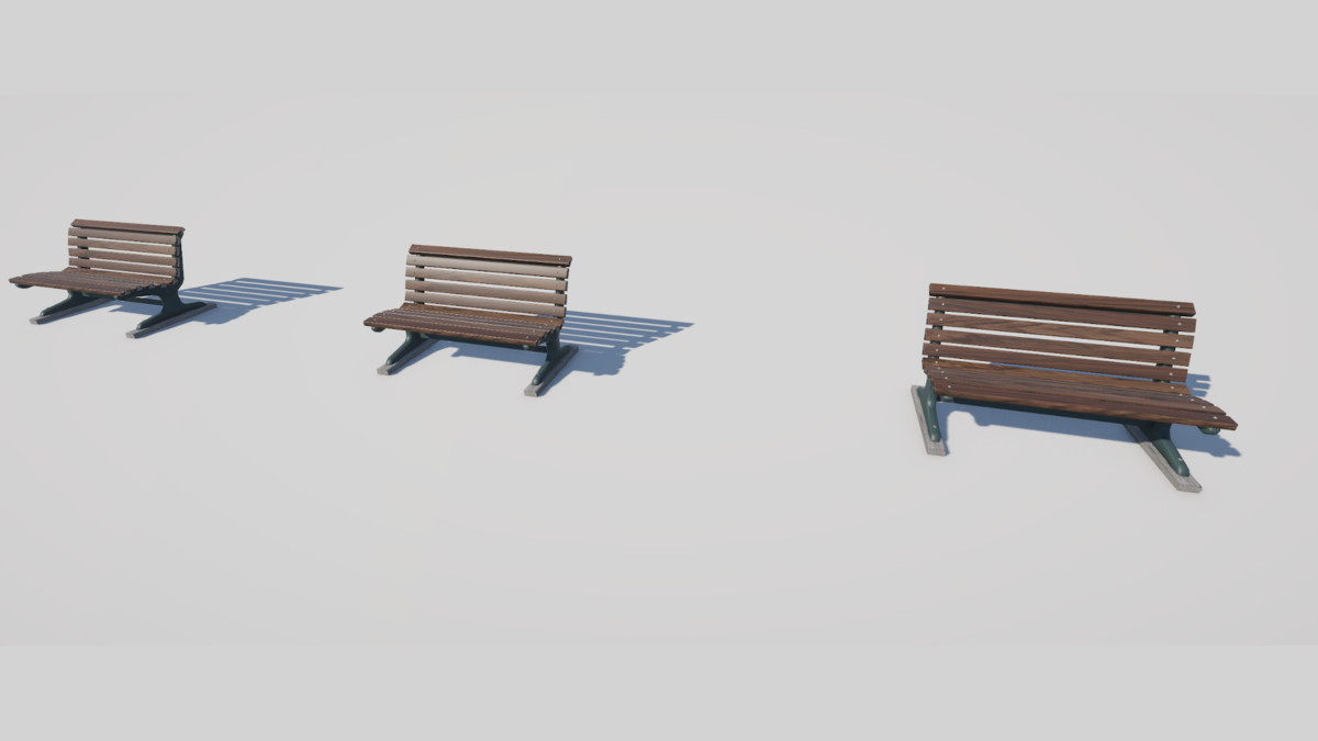 Wooden Park Bench – Game Ready 3D Model