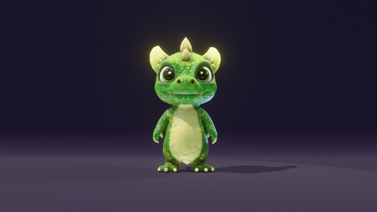 Cartoon Green Dinosaur 3D Model – Animated Character