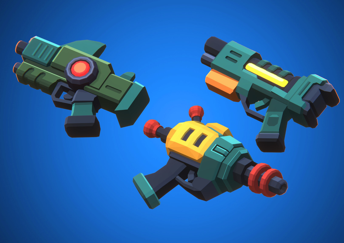Sci-Fi Low Poly Energy Blasters - Sector Alpha | Cosmic Retro