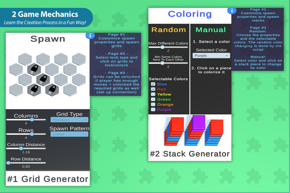 HyperCasual - Puzzle Game Engine Pack #1 - 5 Game Templates