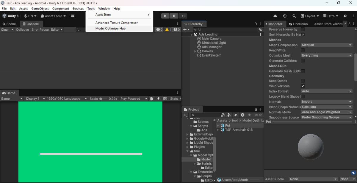 Preview 3D model and Optimizer