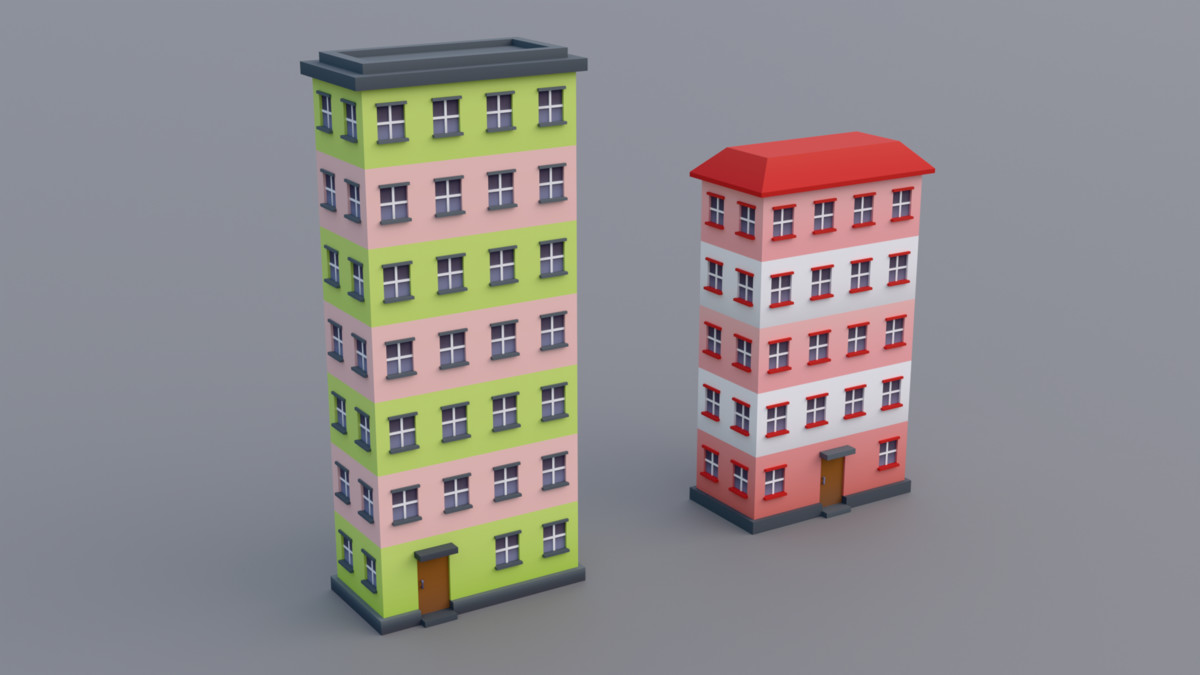 30 Low-Poly Urban Buildings Collection