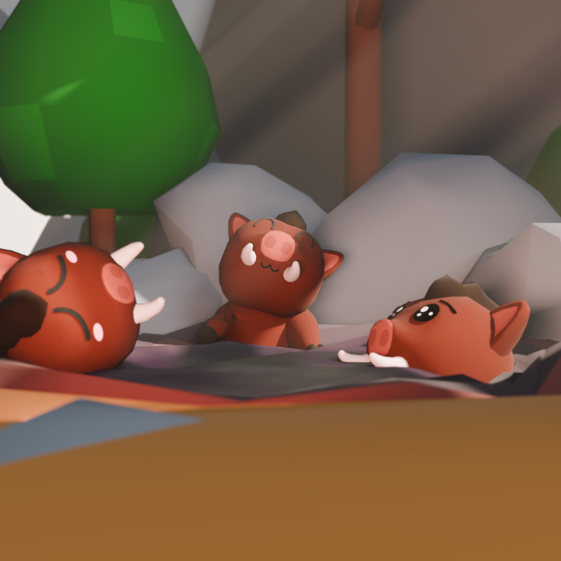 Cute low poly Boar