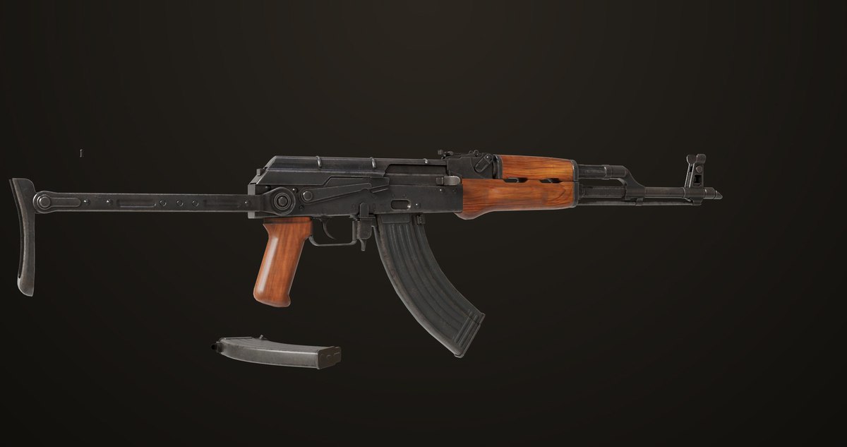 AKMS Light Machine Gun 10 Wood URP HDRP Texture