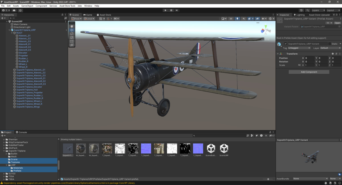 Aircraft Sopwith Triplane Rigged