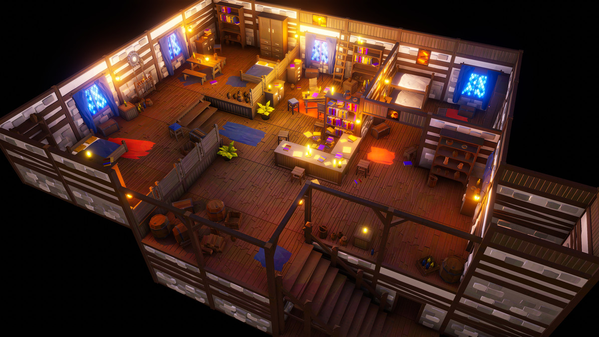 Low Poly Medieval Interior and Constructions