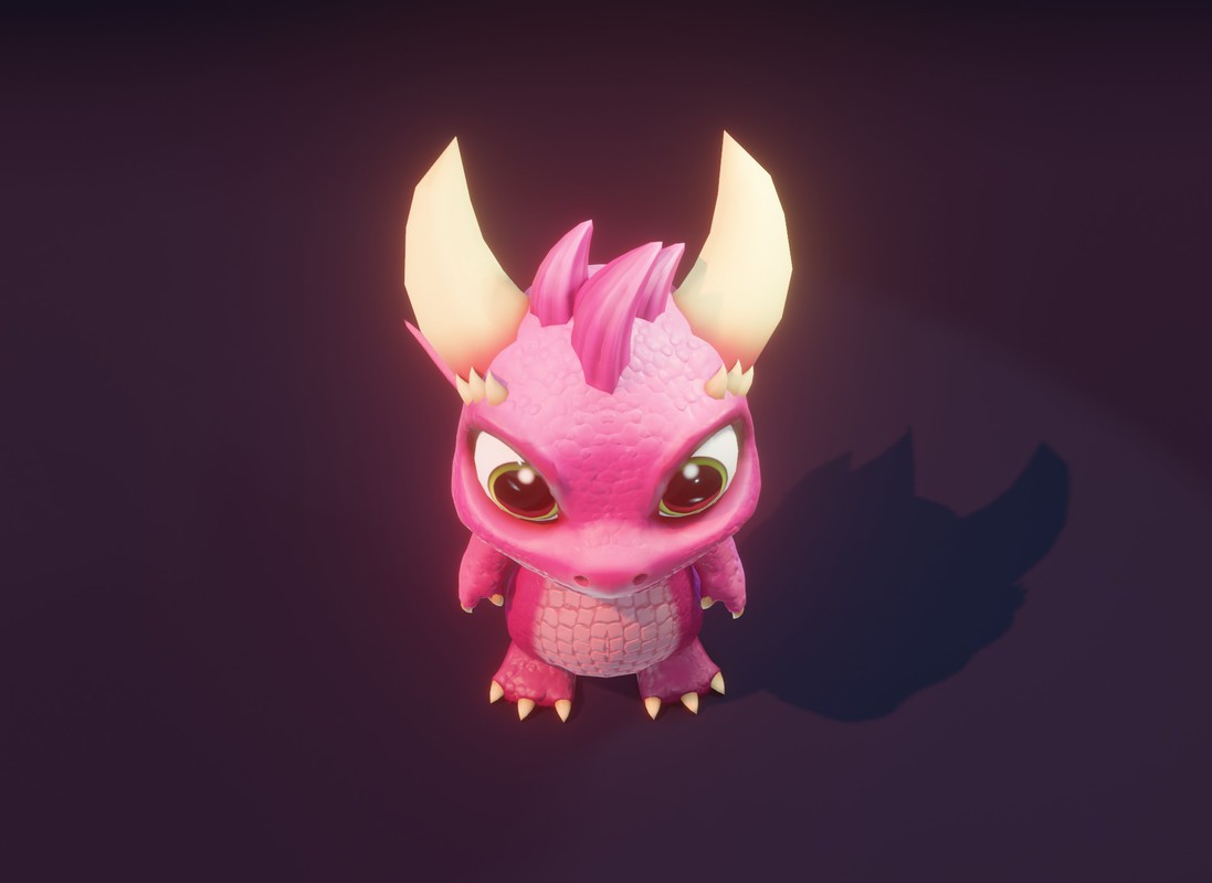 Cartoon Pink Baby Dragon 3D Character With 5 Music Tracks & 36 Sound Effects