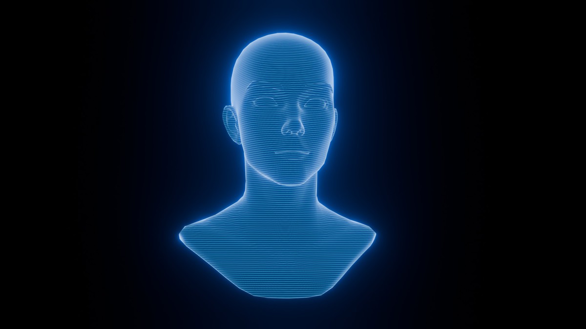 Anime Human Hologram Heads 3D Model Rigged with Facial Expressions