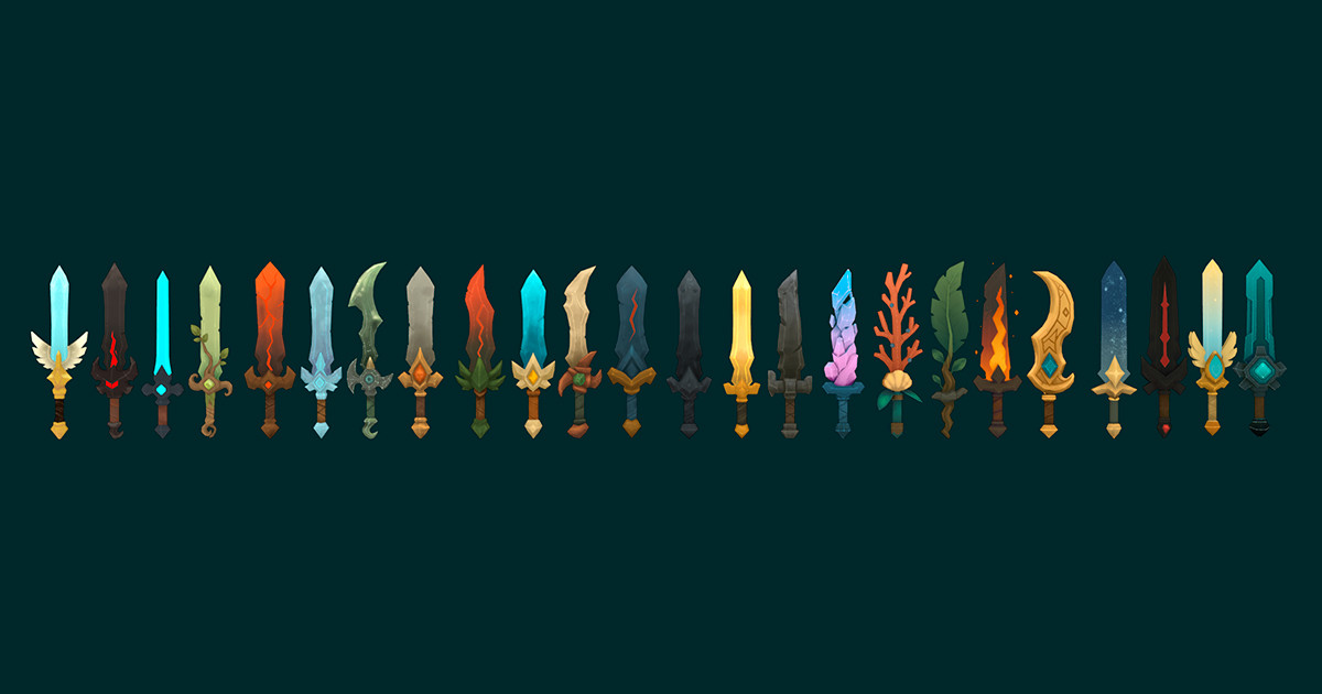 Stylized Sword Pack — 24 Low Poly Fantasy Weapons | Hand-Painted Textures