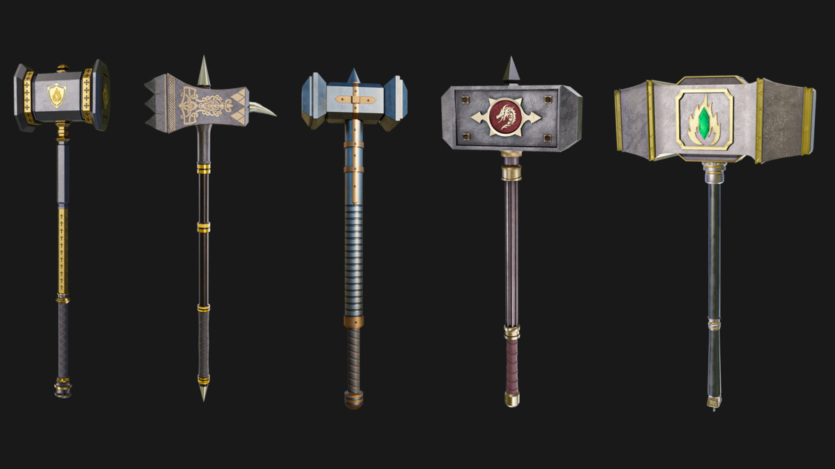 5 Battle Hammers Collection URP HDRP Textures